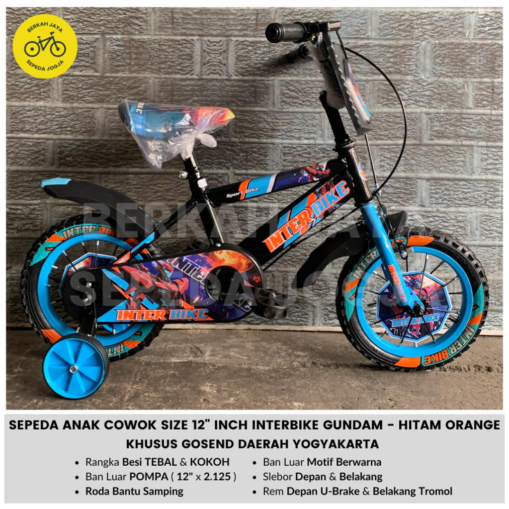 Sepeda Anak Cowok 12 inch BMX Interbike Inter Bike Gundam Ban Pompa