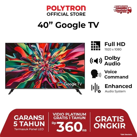 POLYTRON LED Smart Cinemax Google TV 40 Inch - 40RG9059 Garansi