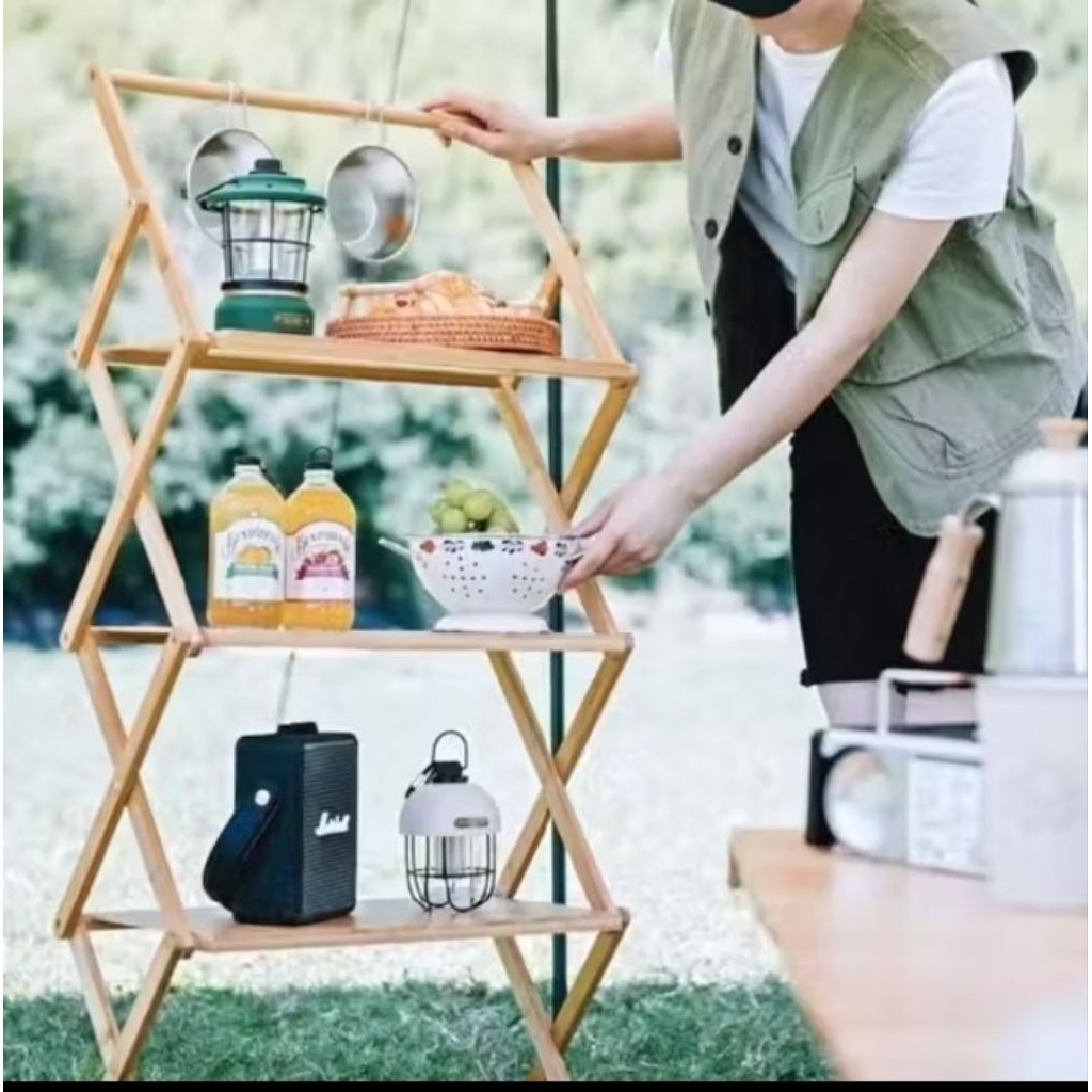 Rak camping/rak lipat/rak serbaguna/rak lipat kayu minimalis
