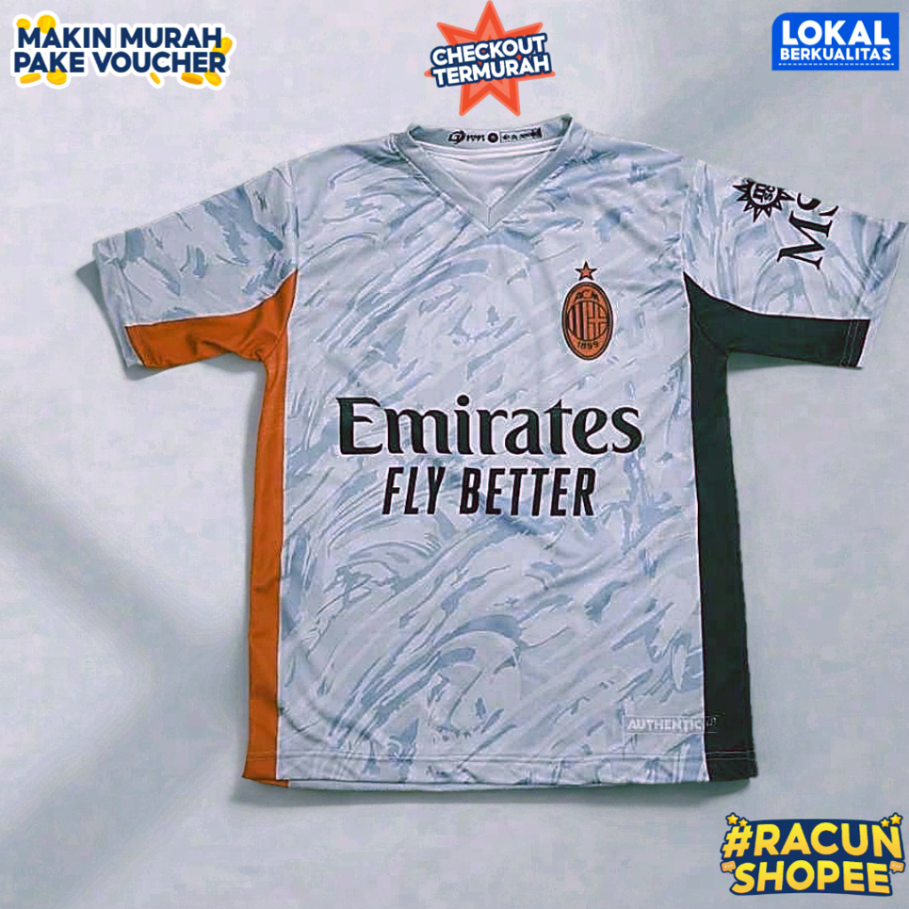 New update AC Milan 4th Kit 2025 supporter version Bahan milano dry-fit Full print