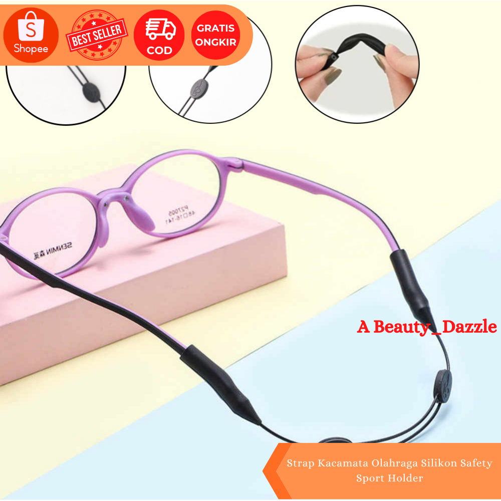Strap Kacamata Olahraga Silikon Safety Sport Holder Hitam
