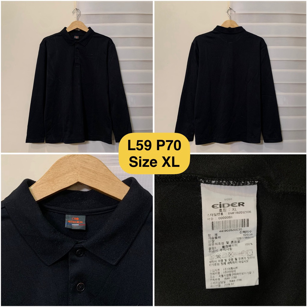 Poloshirt Lengan Panjang Eider Hitam Original