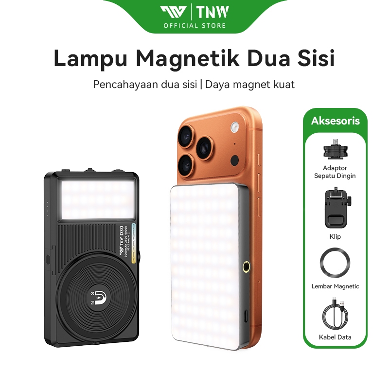 TNW D30 Selfie Light Portable Magnetic LED Light Clip Lampu Live Streamer LED Mini Dual Light