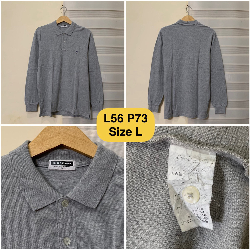 Poloshirt Lengan Panjang Giordano Abu Original