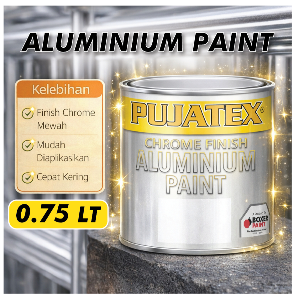 PUJATEX Aluminium Finish (0.75 LT) Cat Sintetis Silver Chrome Aluminium