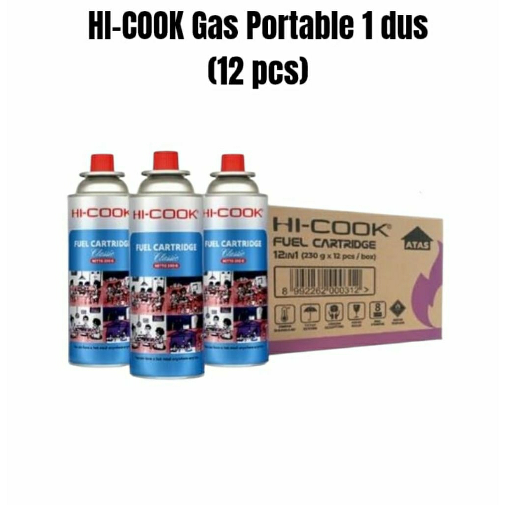 Gas Portable HI-COOK 1 Dus (12pcs) Original pabrik (Bukan Refil)
