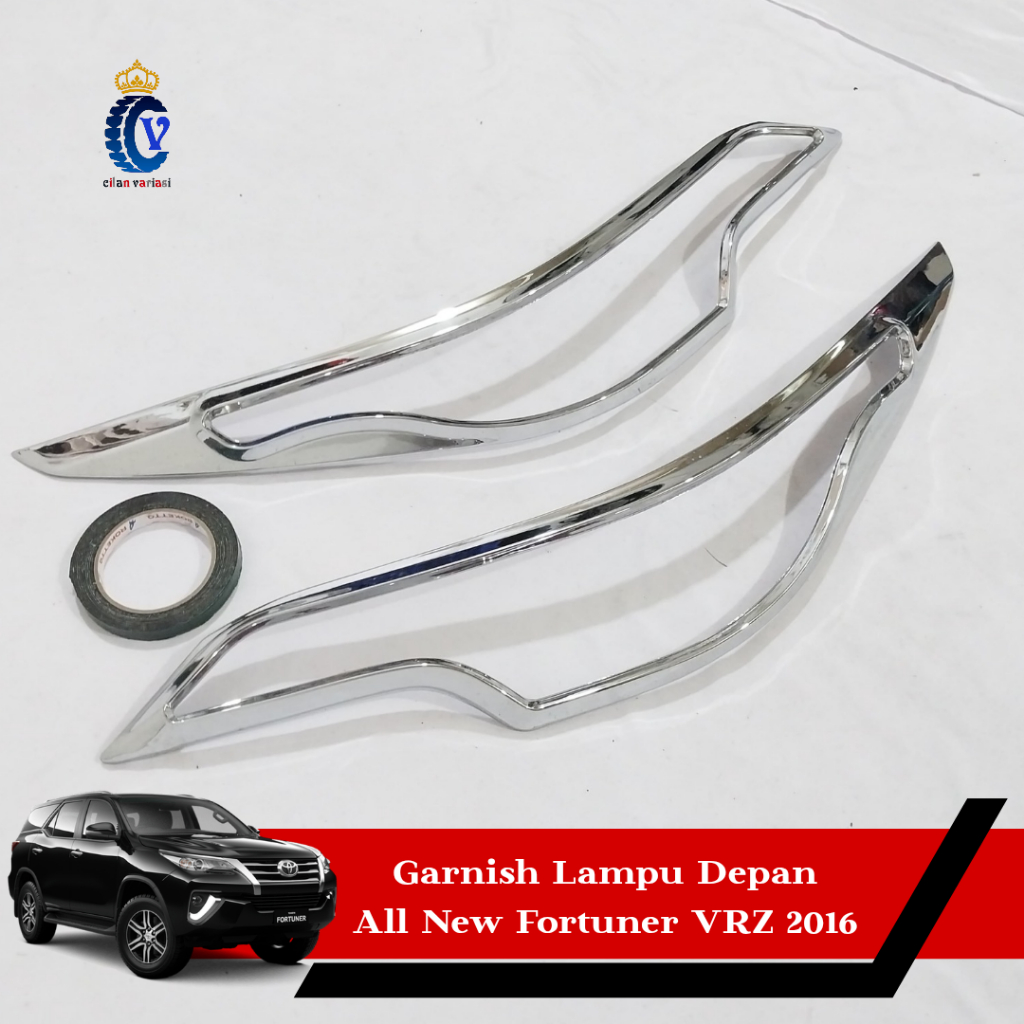 Garnish Variasi List Lampu Depan All New Fortuner VRZ 2016 - 2021 Chrome