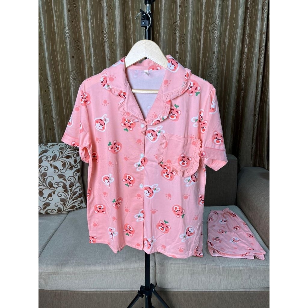 3in1 Piyama Set / Baju Tidur Wanita Motif / 3 in 1