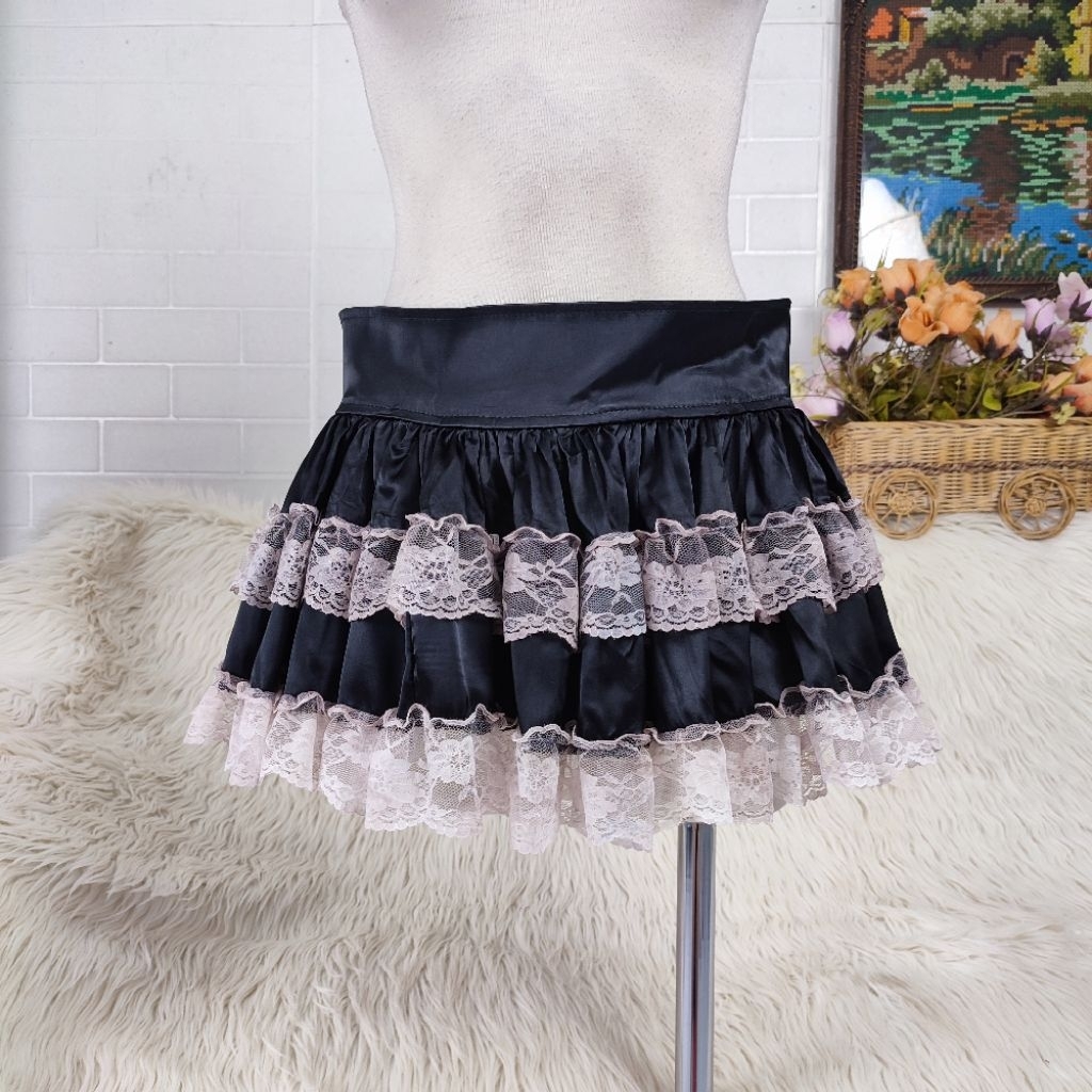 rok renda lace mini skirt rok hitam renda