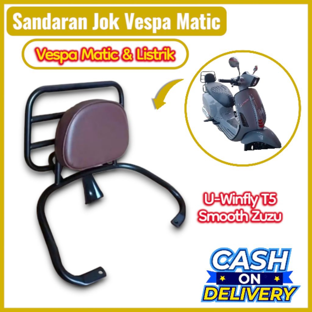 Sandaran Jok Motor Vespa Matic/U-Winfly T5/Smooth Zuzu/Sprinter Background rack Vespa Listrik