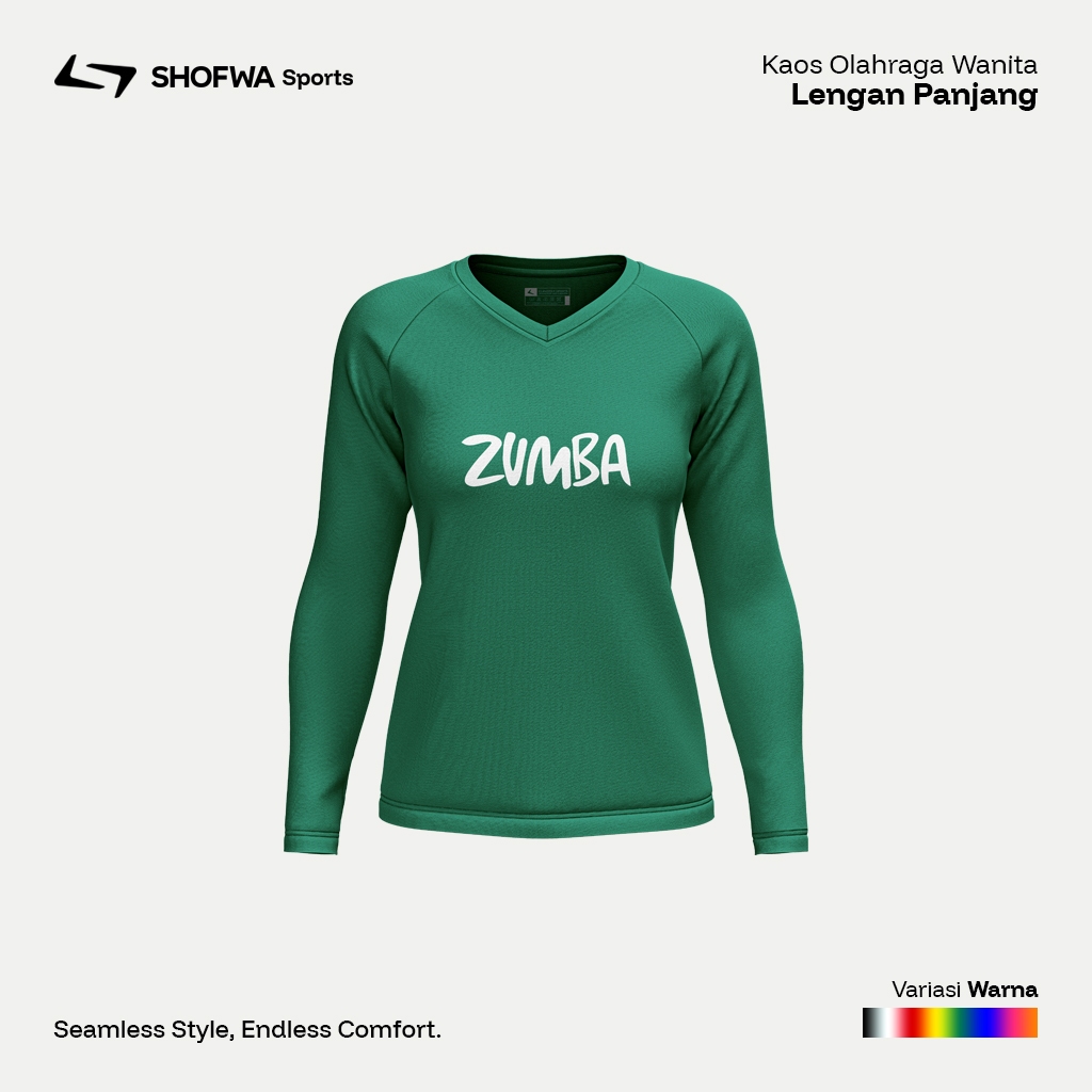 Kaos Olahraga Wanita Warna Hijau Botol Panjang Kaos Zumba Running Senam Lari Big Size Jumbo