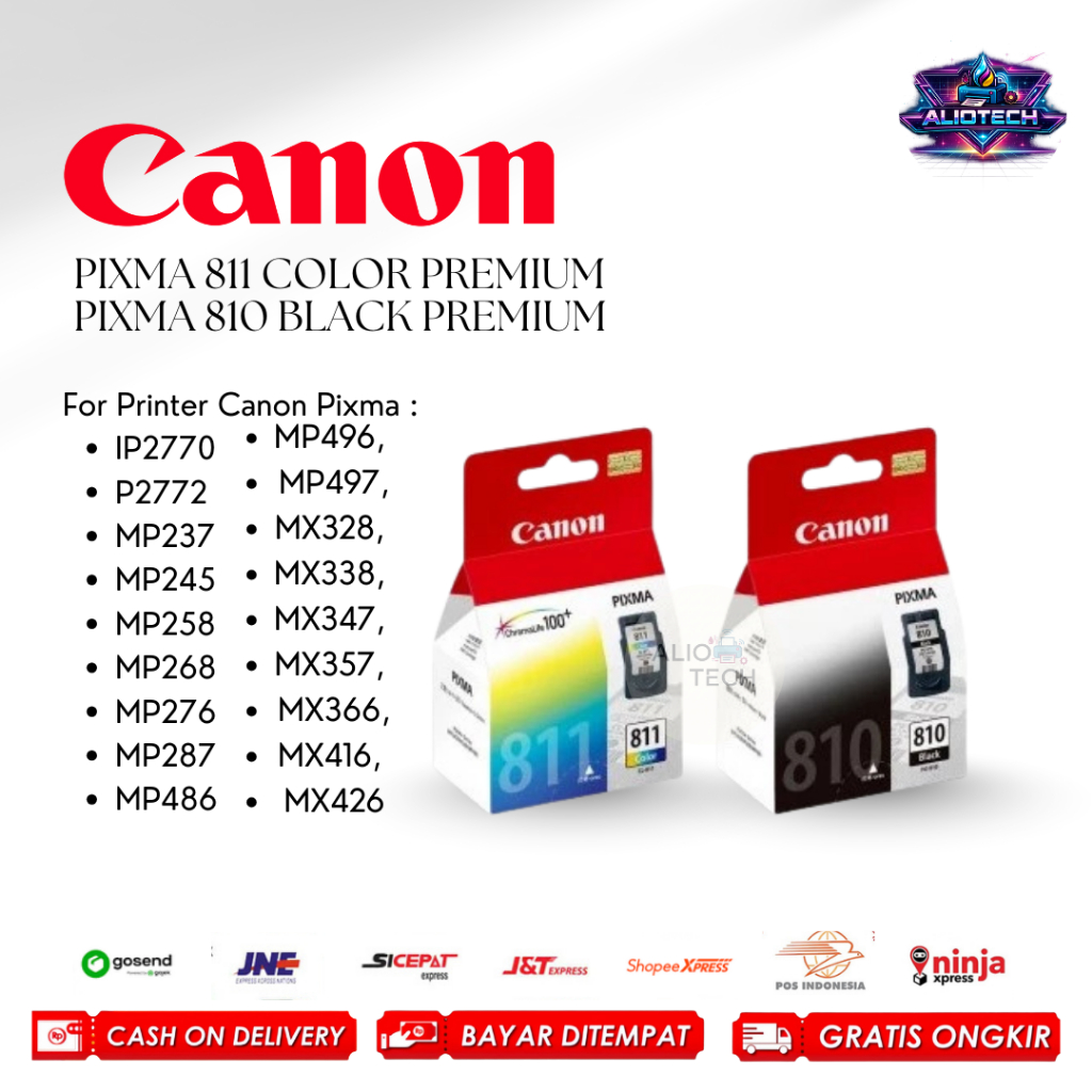 Tinta Canon 810 Black & 811 Color Catridge Premium Printer Canon IP2770, IP2772, MP247, MP245