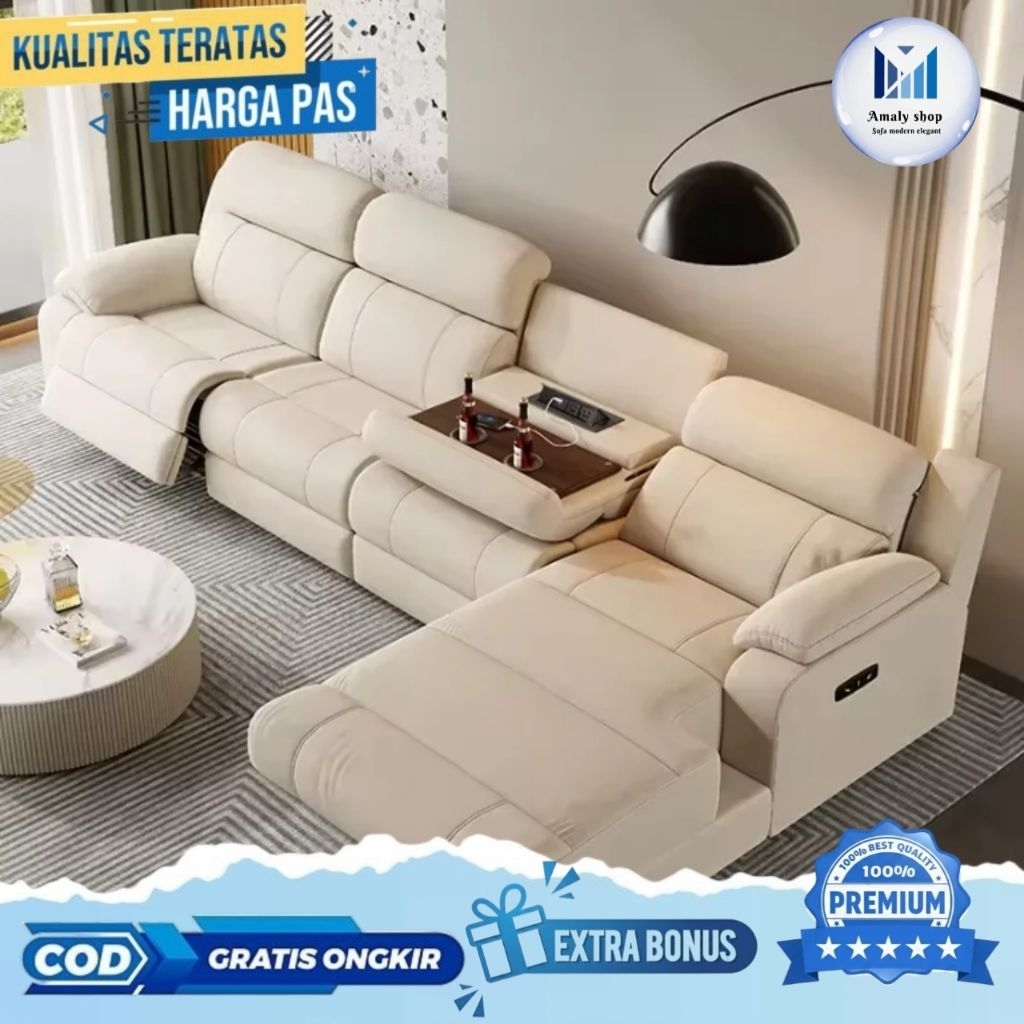 Set Sofa L Sudut 90% Rangka Besi Import Recliner Xianzie Sofa Kulit Letter L Sofa Modern Elegant Sof