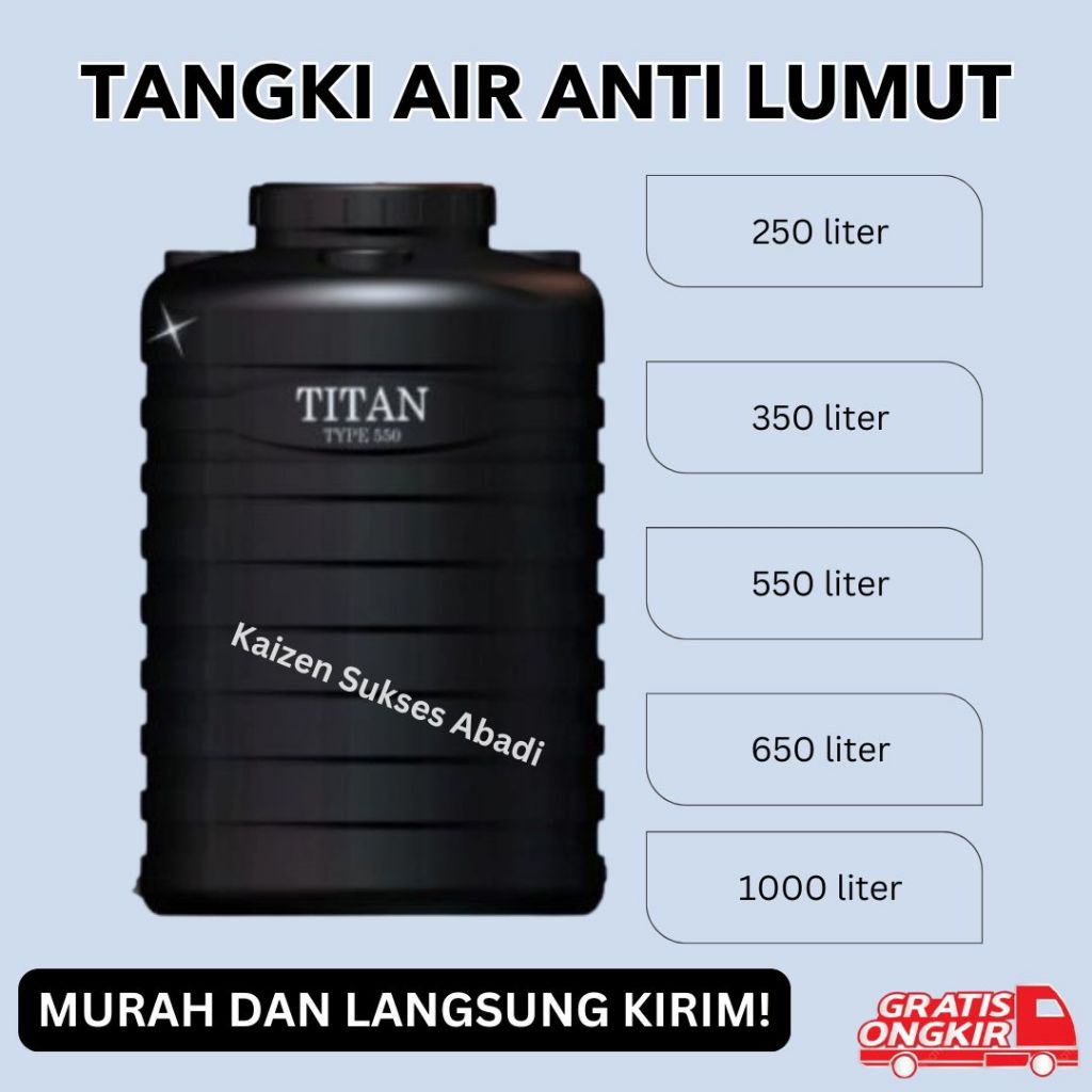 [LANGSUNG KIRIM FREE ONGKIR] Tangki Tandon Toren Air atas rumah plastik merek Tedmond Grand Titan 25