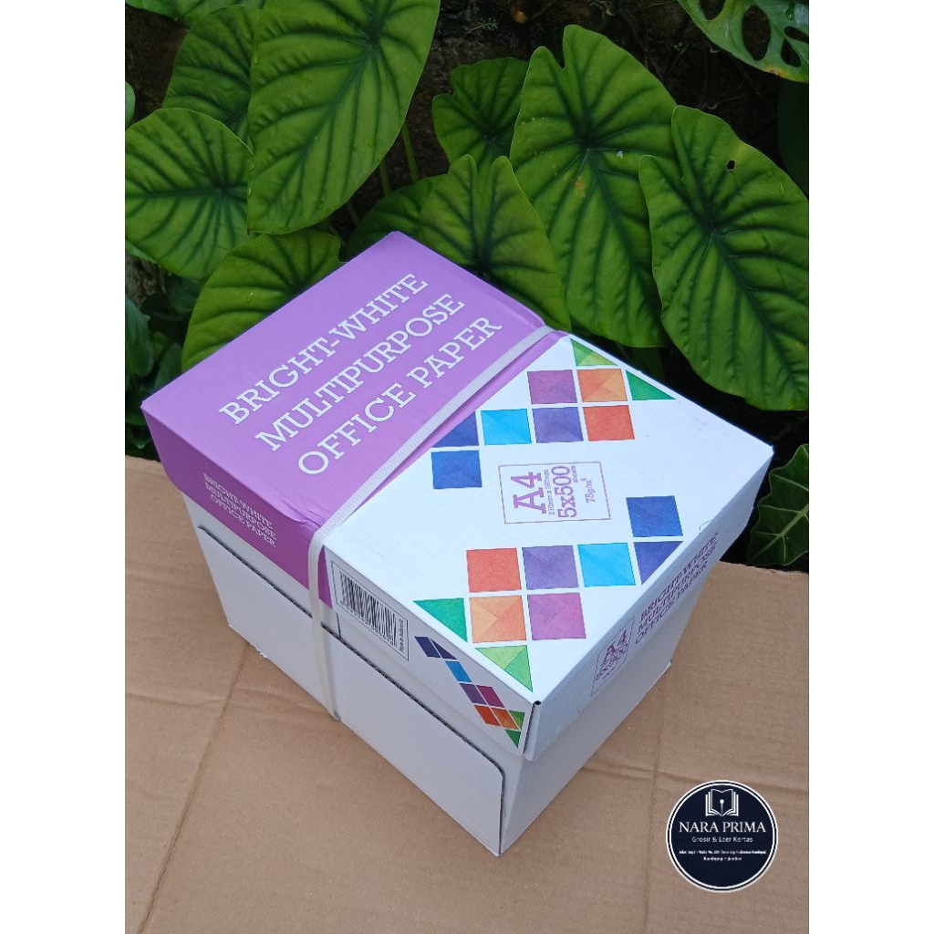 Kertas HVS BMO A4 75 gsm 1 Box Isi 5 Rim Bright White Multipurpose Office Paper 1 Rim Isi 500 Lembar