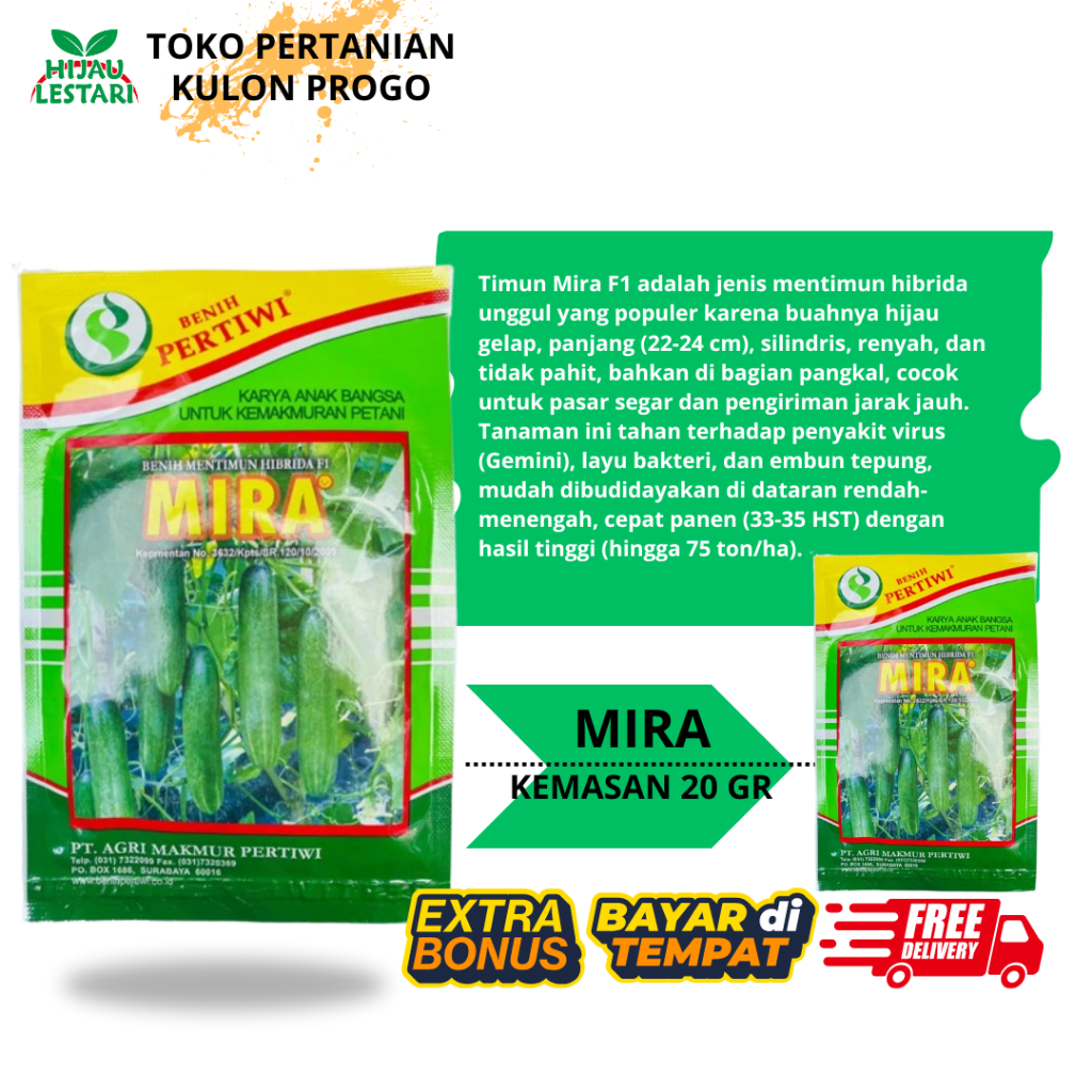 MIRA 25GR - Bibit / Benih Timun Hibrida F1 - ORIGINAL Benih Pertiwi