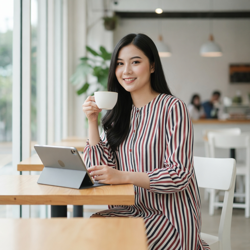 TUNIK RAYON MOTIF GARIS | TUNIK WANITA DEWASA TUNIK VIRAL