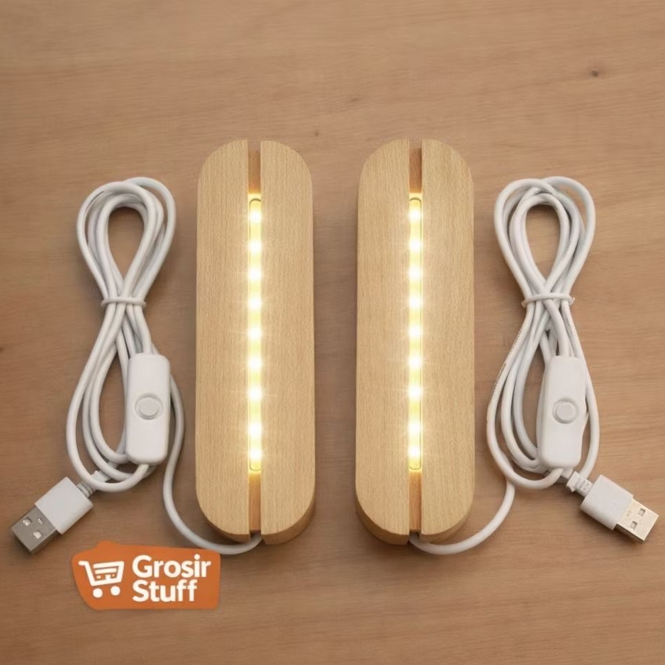 Stand Led Rounded Akrilik Dudukan Lampu Hias Akrilik Grafir