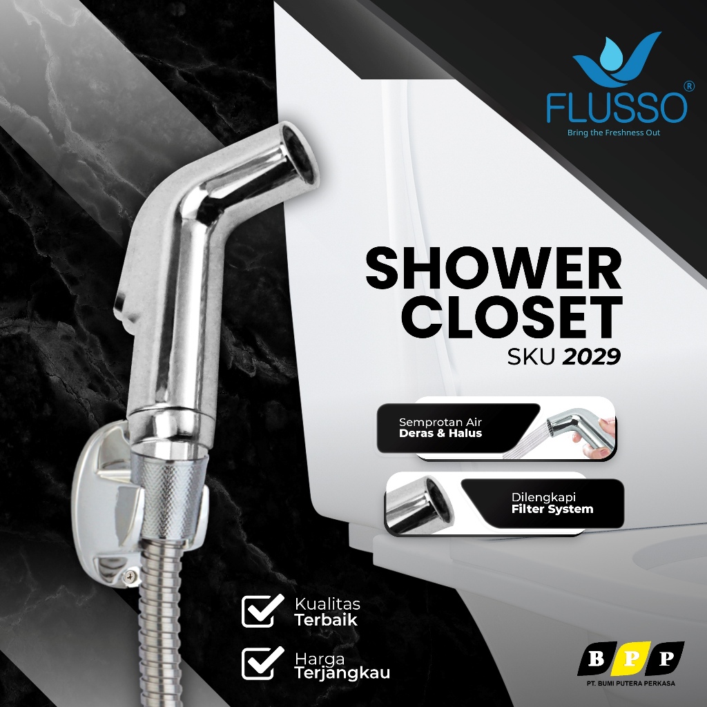 FLUSSO Jet Shower Closet Toilet Kamar Mandi Selang 1.5 Meter Shower Toilet Kamar Mandi 2029