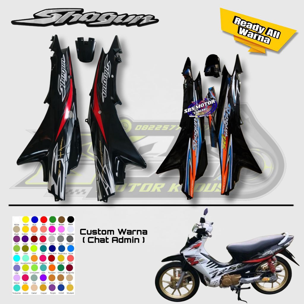 Cover Body Belakang Suzuki Shogun Sp 125 / Shogun RR 2010 Satu Set Kanan Kiri + Stiker Warna Hitam G
