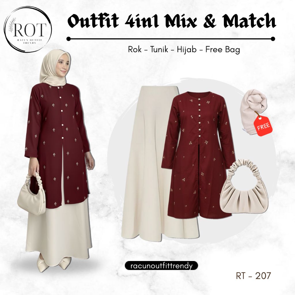 Set Lebaran Wanita 2026 Free Hijab OOTD Stylish - Setelan Lebaran 2026 - RT207
