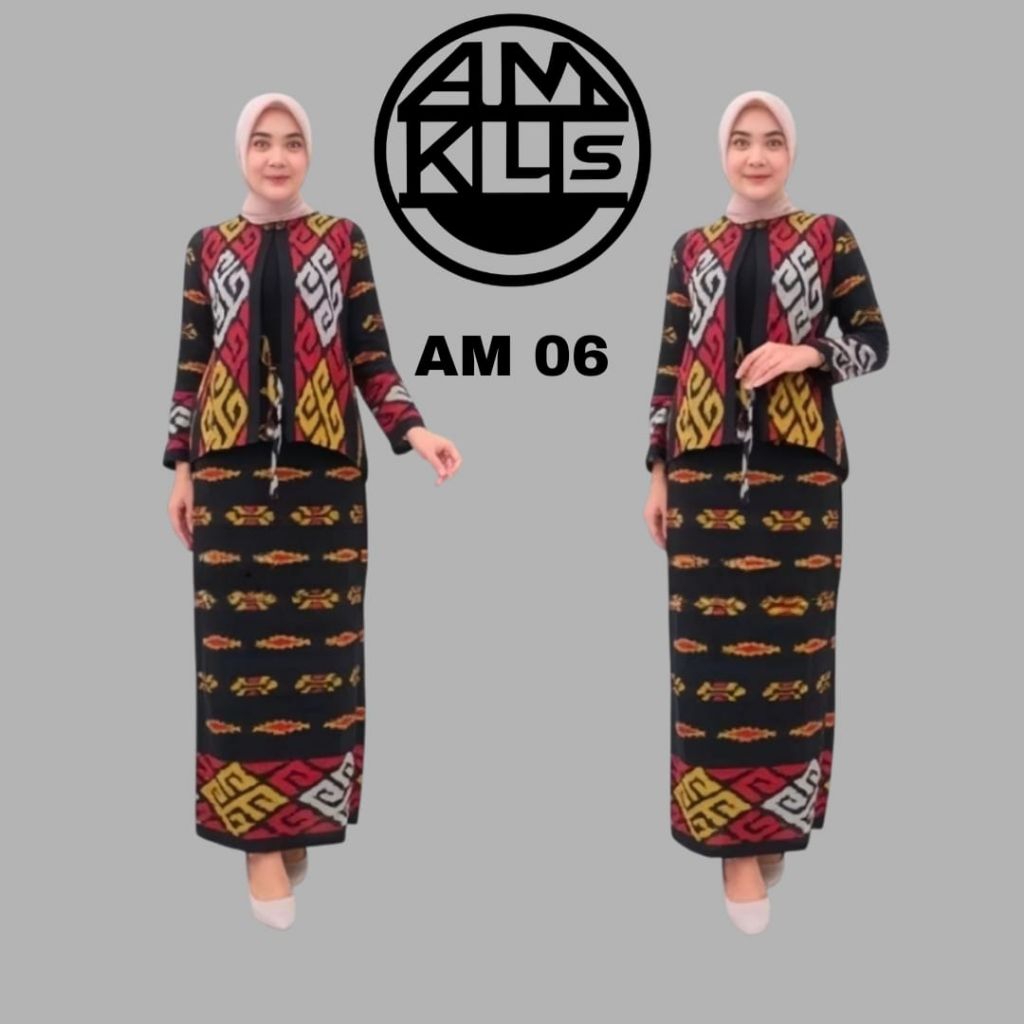 outer tenun Troso cardigan Setelan one set tenun Troso atasan rok span tenun etnik. setelan kondanga