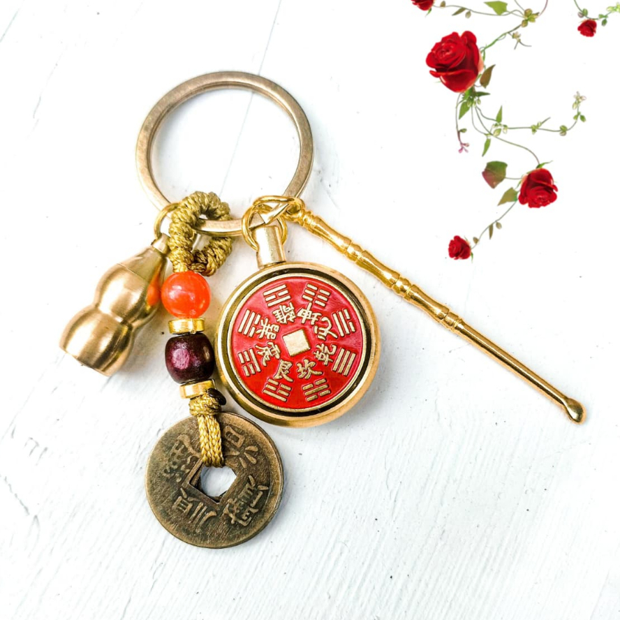 TSM88-Gantungan Kunci GUCI HOKI  Koin Kuno Coin Cina Feng Shui Koin Fengshui Koin Hoki Keychain Kebe