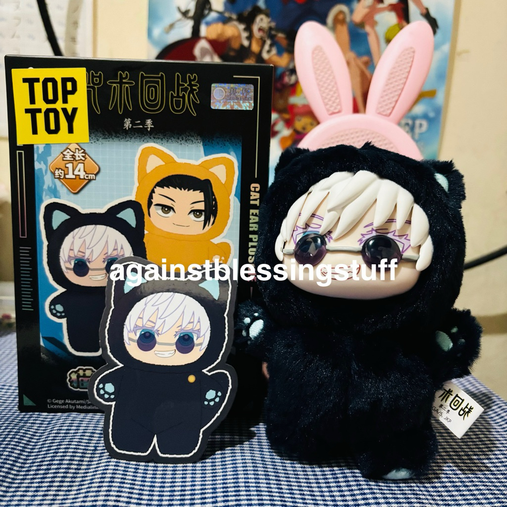 GOJO SATORU TOJI FUSHIGURO CAT EAR PLUSH MINISO TOPTOY ORIGINAL AK SESORIS TAS MAKE UP POUCH MAKE UP