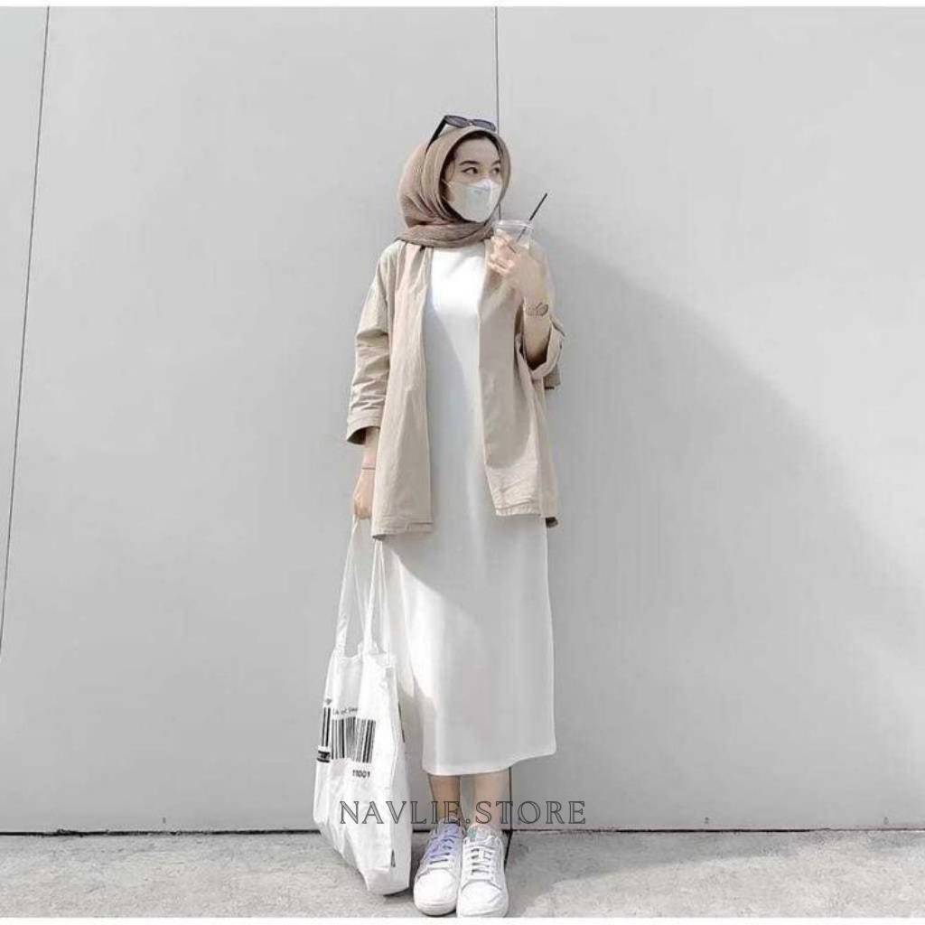 Inner Dress Knit - Inner Gamis Dress Tanpa Lengan - Inner Hijab Tanpa Lengan - Ukuran Standar Jumbo