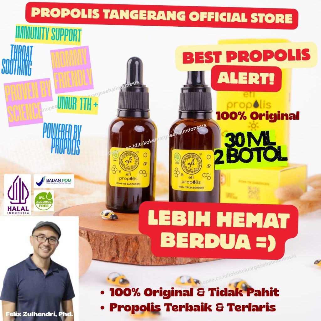 PAKET HEMAT 2 - 30ML - Efi Propolis by Prof Felix, PhD / Kebun Efi |  Madu Efi | Propolis Anak Terba