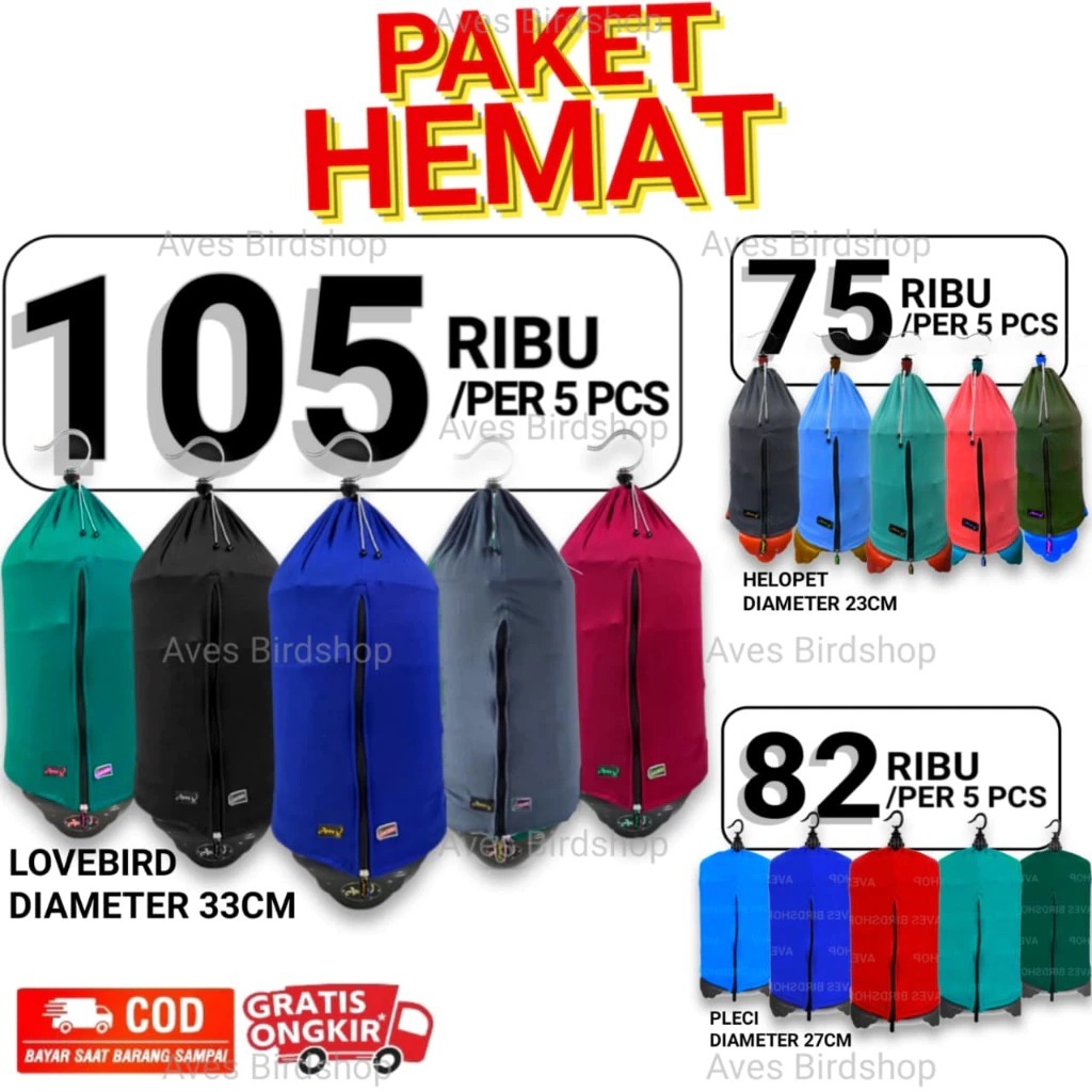 PAKET HEMAT / GROSIR KRODONG AVES SANGKAR LOVEBIRD PLECI HELOPET ISI 5 & 10 BAHAN KAOS TEBAL HALUS K