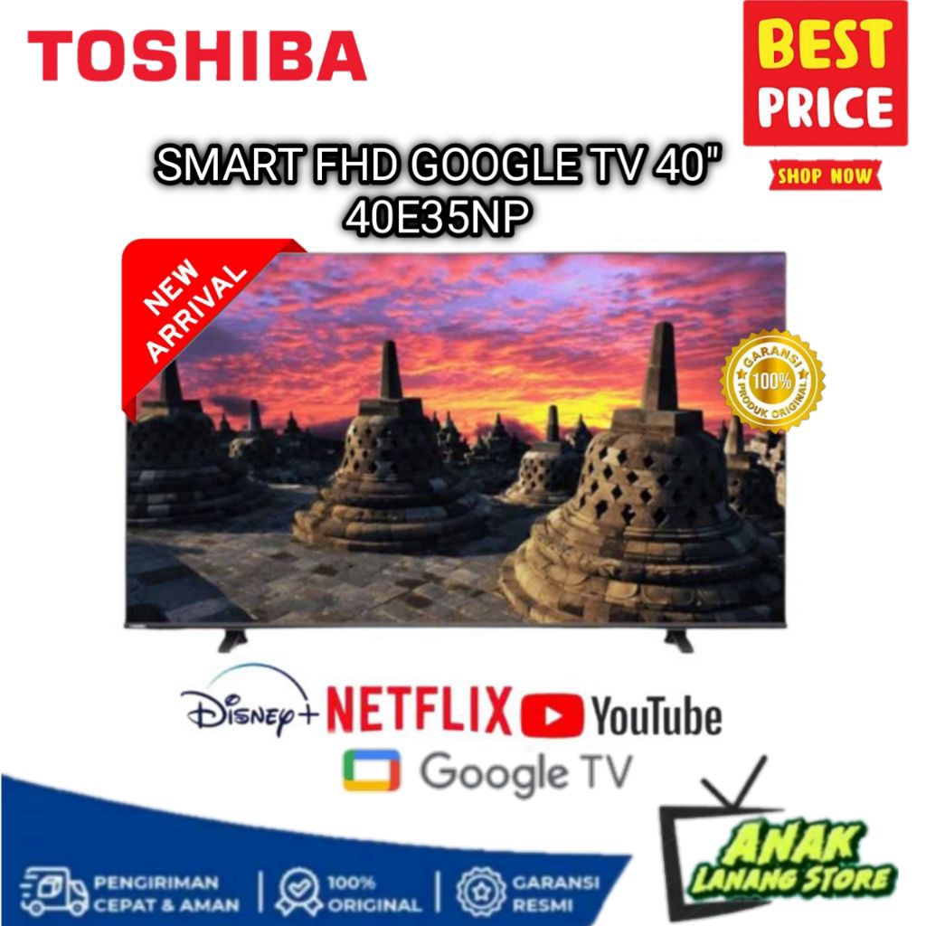 TOSHIBA SMART GOOGLE TV 40 INCH 40E35NP FHD GOOGLE TV DIGITAL DOLBY AUDIO GARANSI RESMI 40E35NP