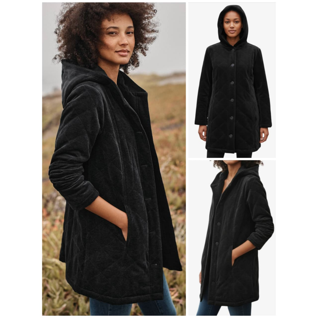 Jacket J.Jill Luxe-Chenille Hooded Quilted Coat Jacket