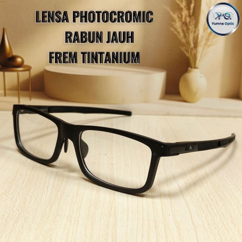 Kacamata Minus Jalan Frem Tintanium | Lensa Brubah Warna | Antiradiasi | Bluecromic | Photocromic Fr