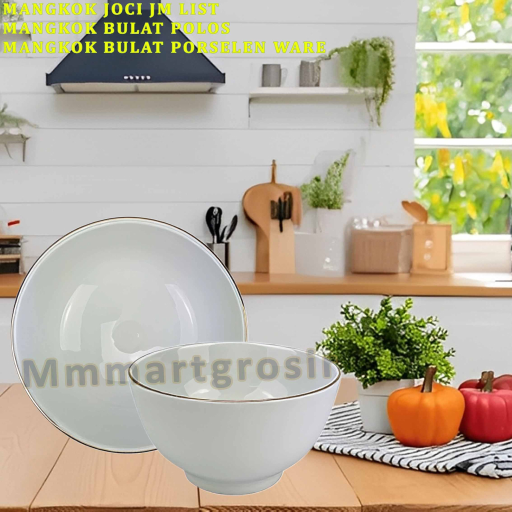 Mangkok Joci JM List / Mangkok Putih Polos / Mangkok Bulat Porselen Ware / 1pcs