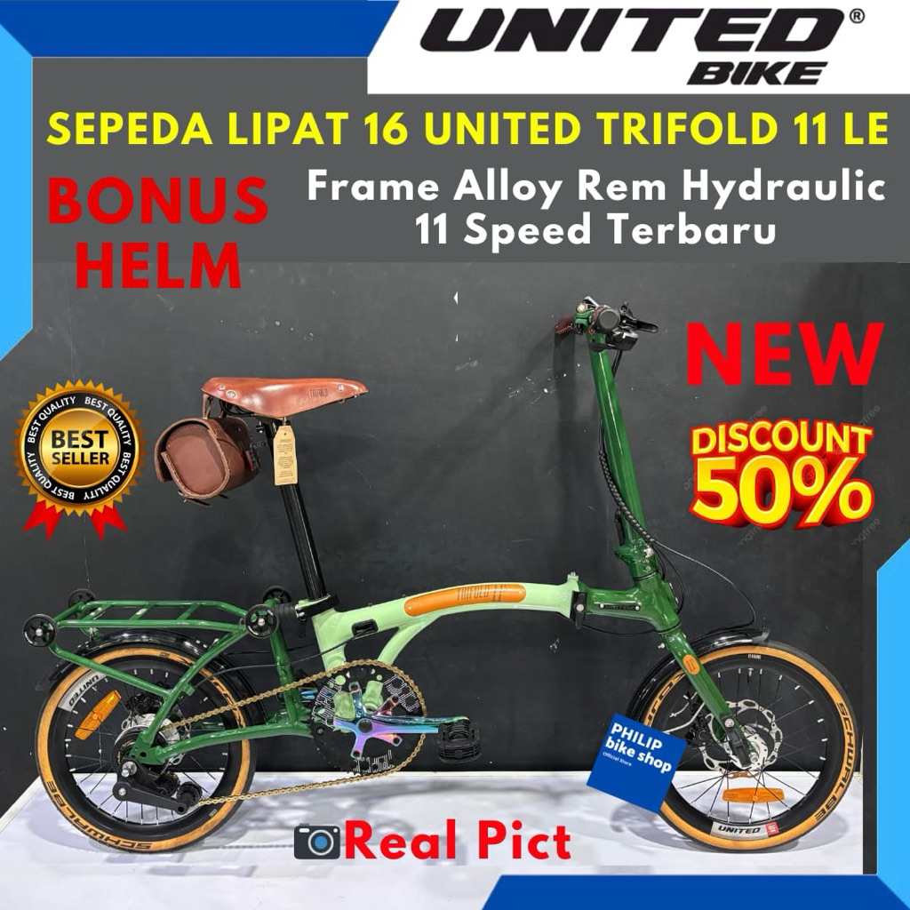 Sepeda Lipat 16 United Trifold 11 Leather Edition Terbaru 11 Speed
