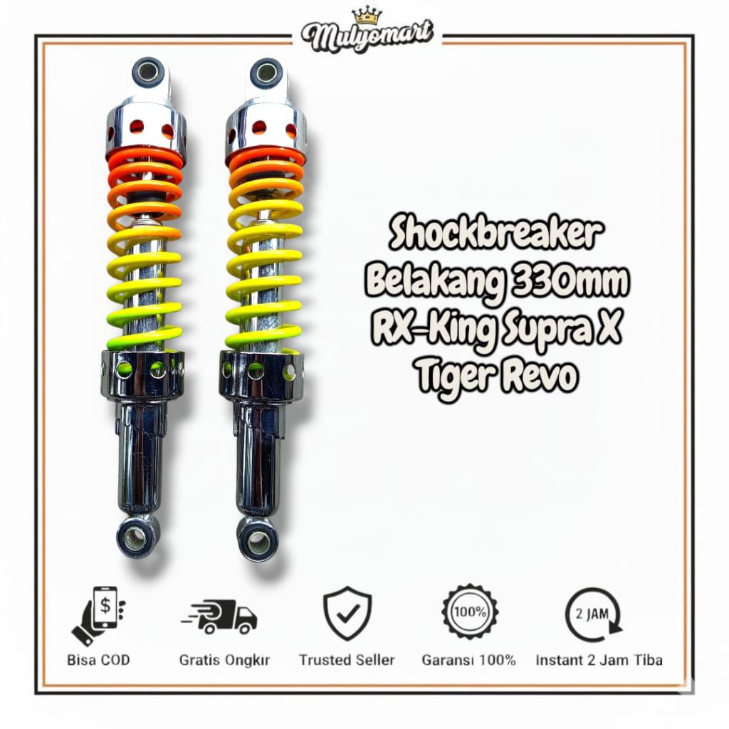 Shock Tabung Variasi 330mm RX King Supra Tiger GL CB - Shockbreaker Belakang Double Shock Universal