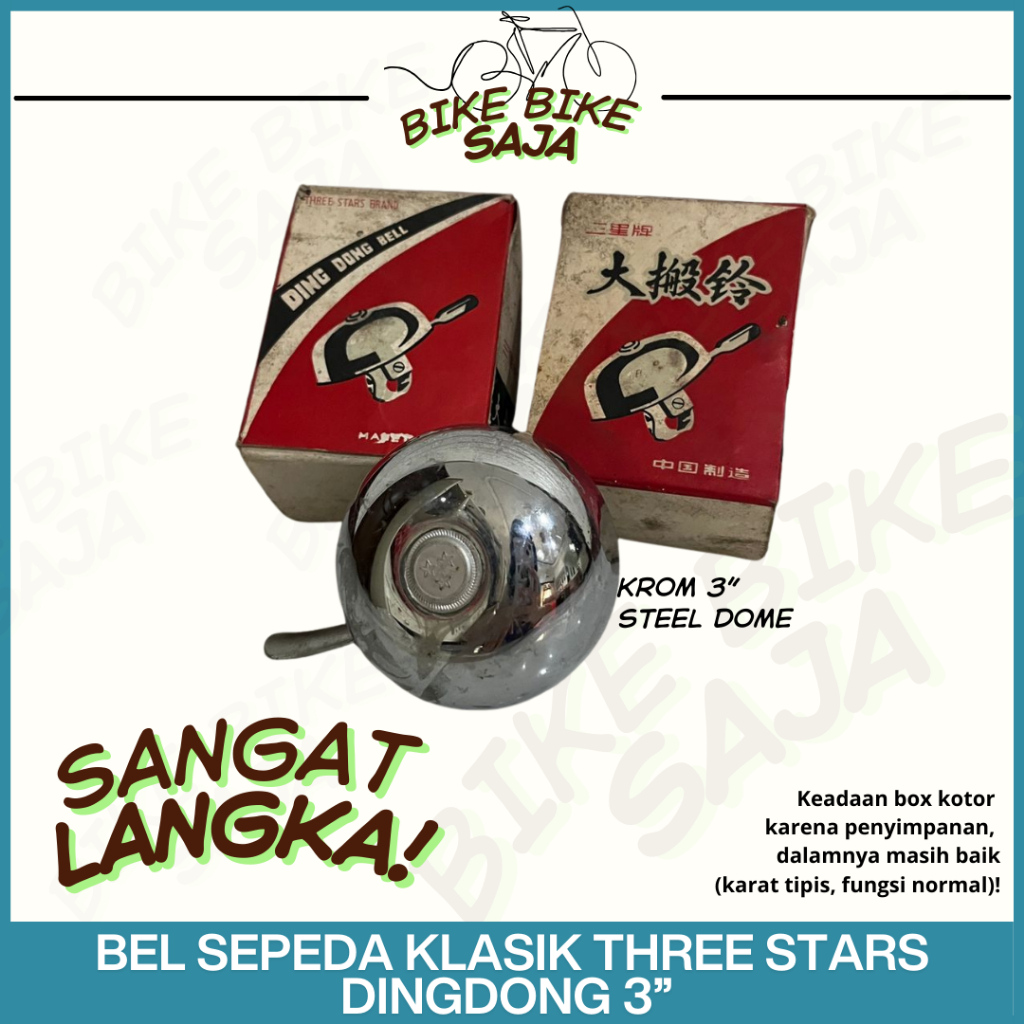 PROMO CUCI GUDANG BEL SEPEDA ONTEL JADUL 3 STARS DINGDONG 3" VINTAGE KLASIK LANGKA