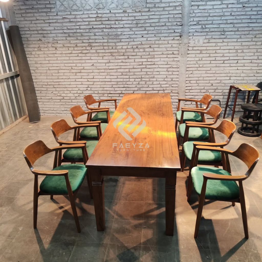Set Meja Rapat | Meja Kantor Kayu Jati | Meja Tamu Besar