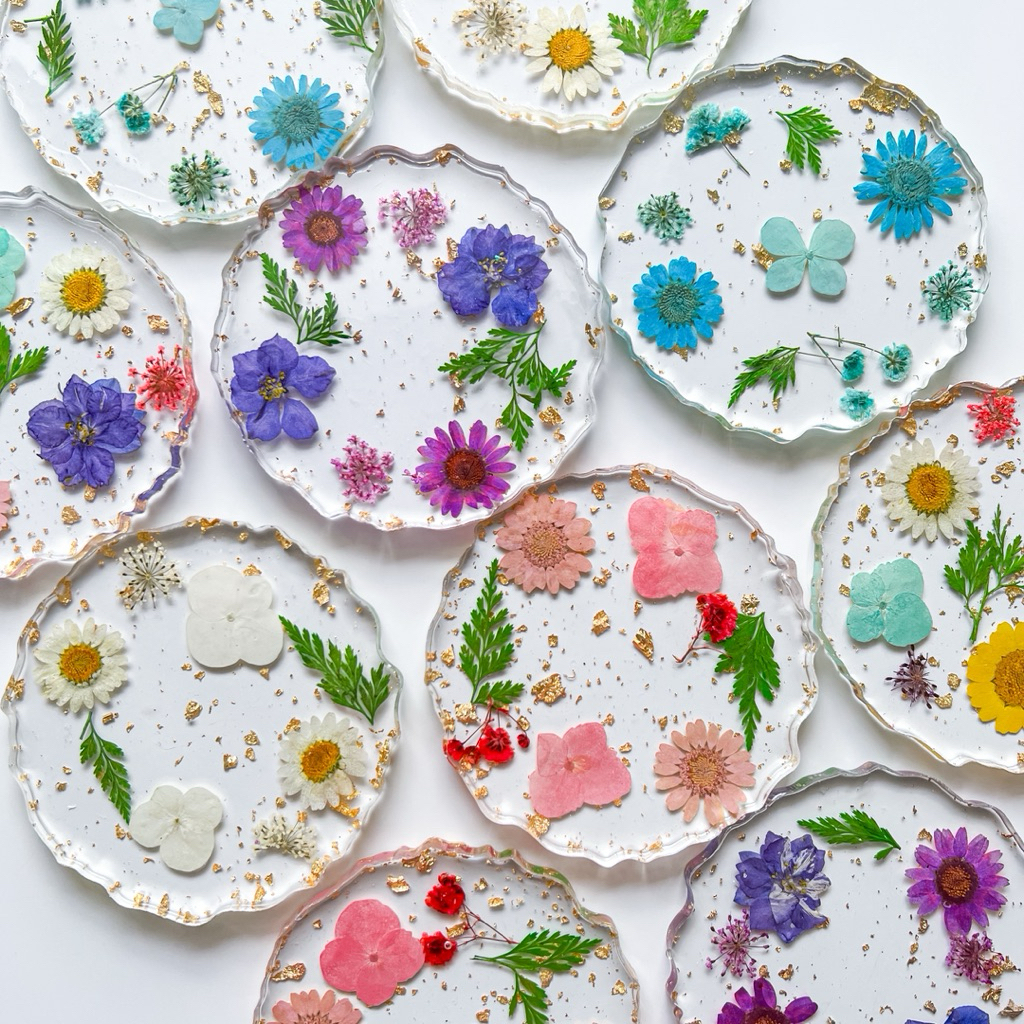 Resin Flower Coaster | Coaster Pressed Flower | Coaster Nail Art | Tatakan Gelas