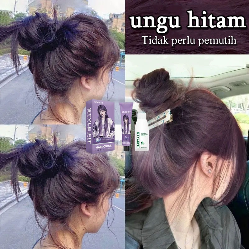 Tahan lama tak luntur STYLE FIT Ungu taro cat rambut 200ml terlihat cerah dan muda cat rambut ungu,c