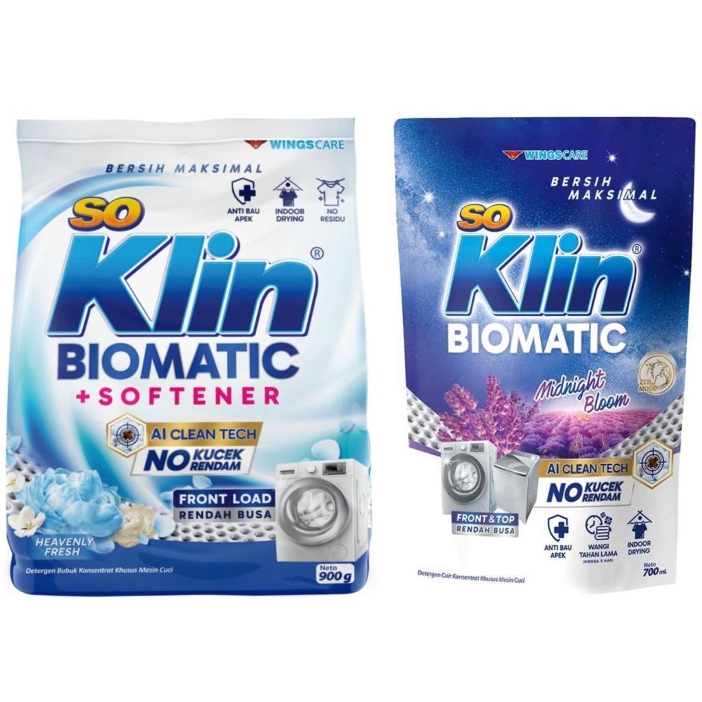 So Klin Bio Matic + softener front load detergen khusus mesin cuci bukaan depan
