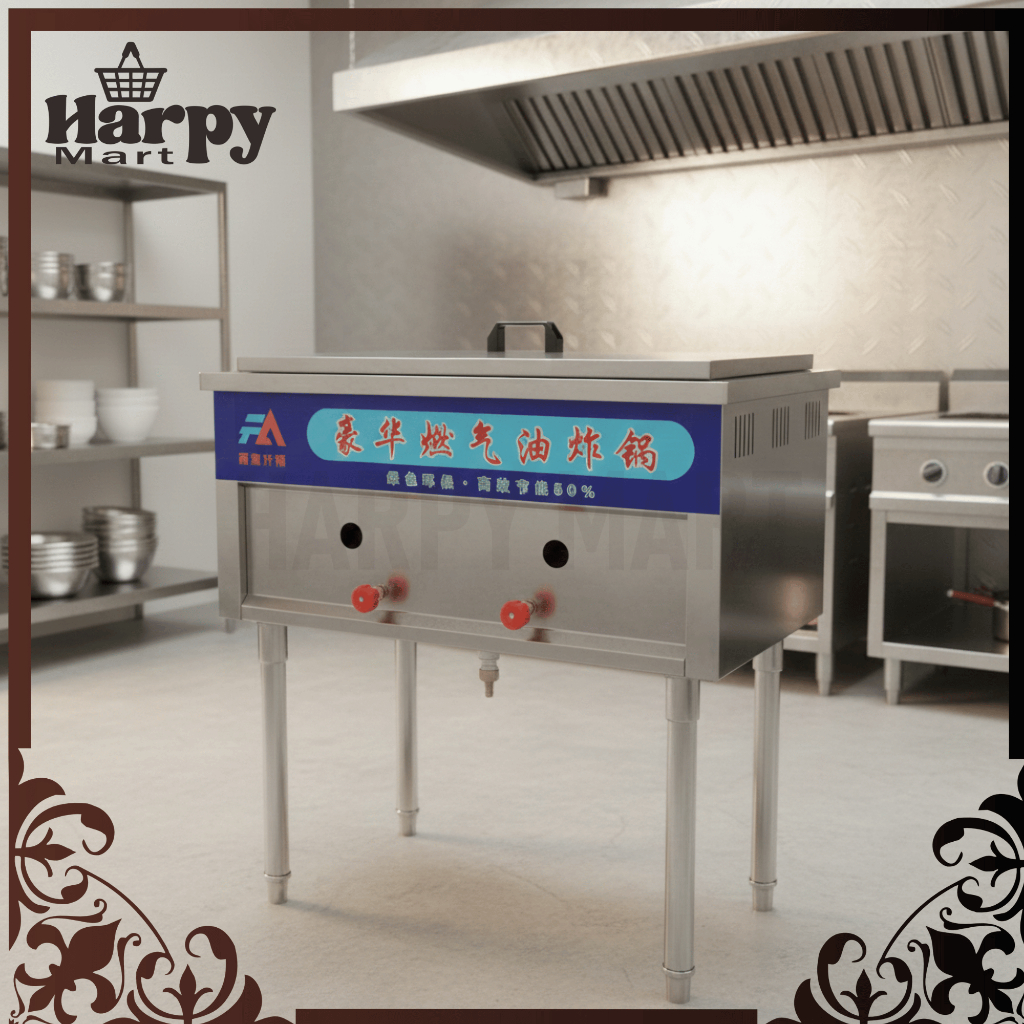 Mesin Deep Fryer [ Include Packing Kayu ] Gas Tipe Berdiri (Standing) Stainless Steel | Standing Dee