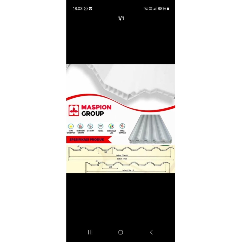 ATAP UPVC DOUBLE LAYER MASPION 84