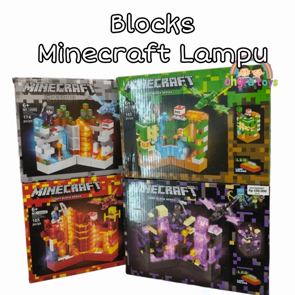 Mainan Anak Block Bricks Minecraft Light Block Series Block Minecraft Lampu