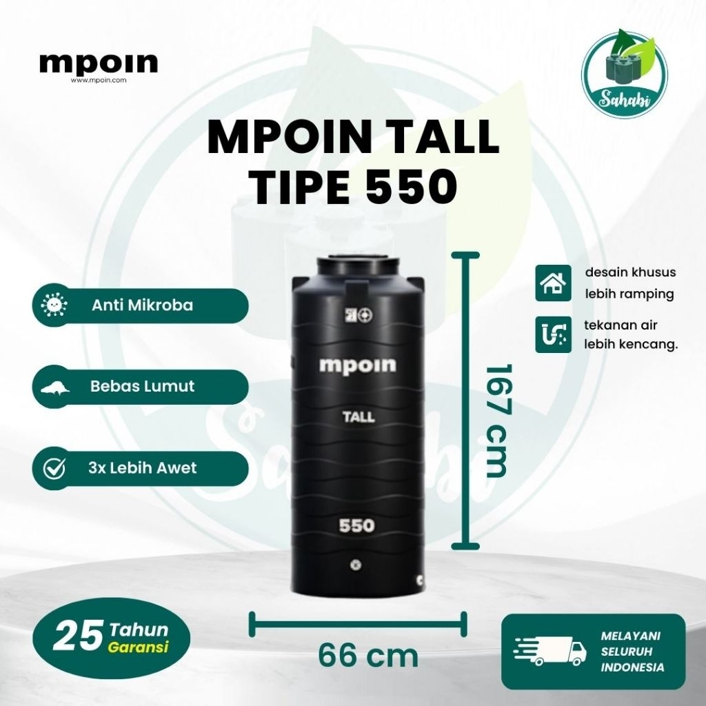 Toren Air/Tandon Air/Tangki Air Mpoin Tall Tipe 550 Liter