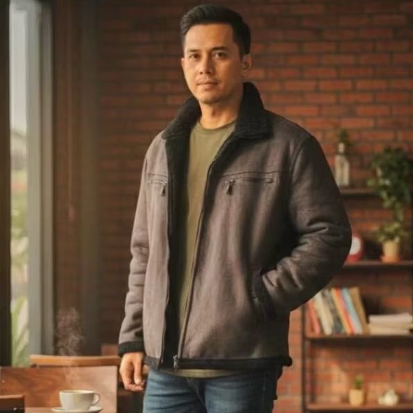 JAKET SUEDE SHERPA size XL(second)