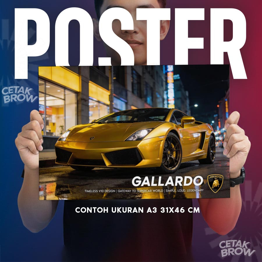 Poster Lamborghini Gallardo Warna Kuning Yellow Giallo Midas Bisa Custom Hiasan Kamar Cowo