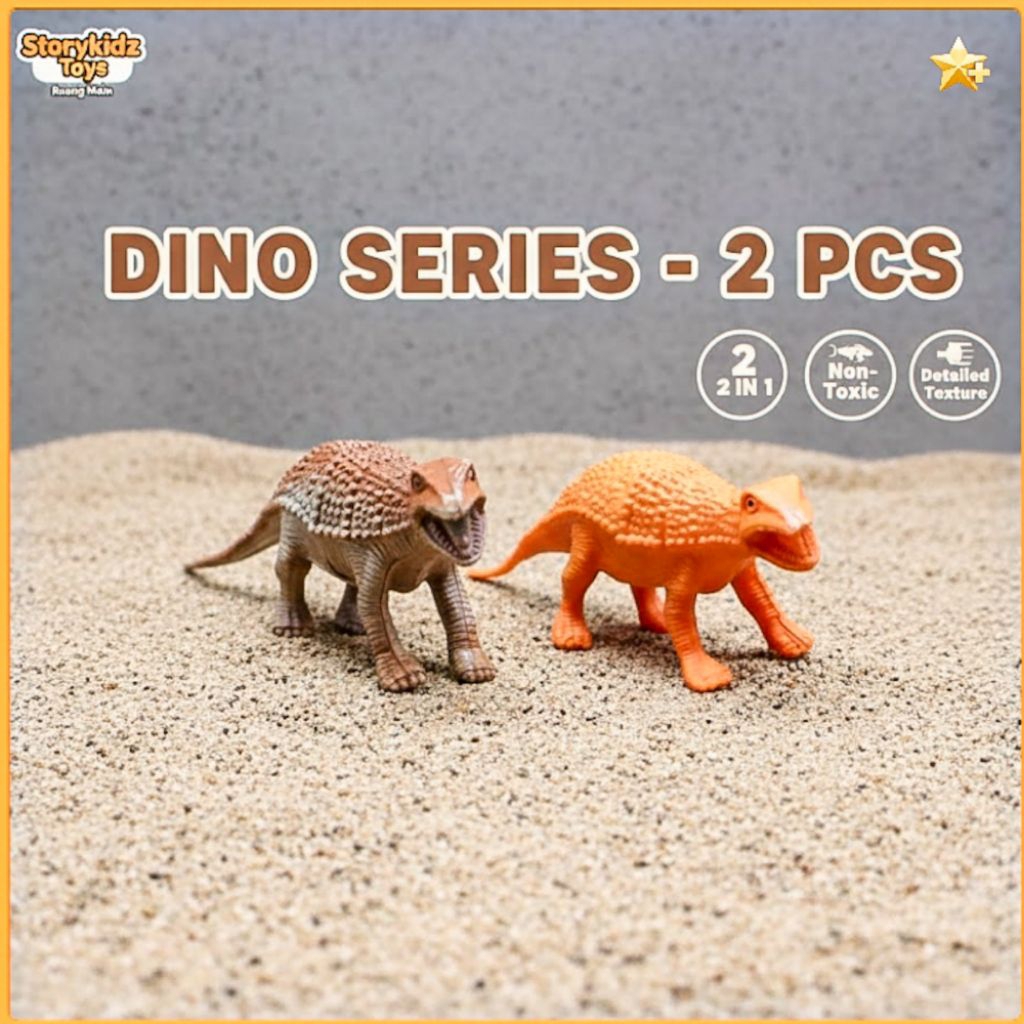 Mainan Dinosaurus Ankylosaurus Karet Set Isi 2 - Action Figure Hewan Purba Lawas 90an - Mainan Eduka