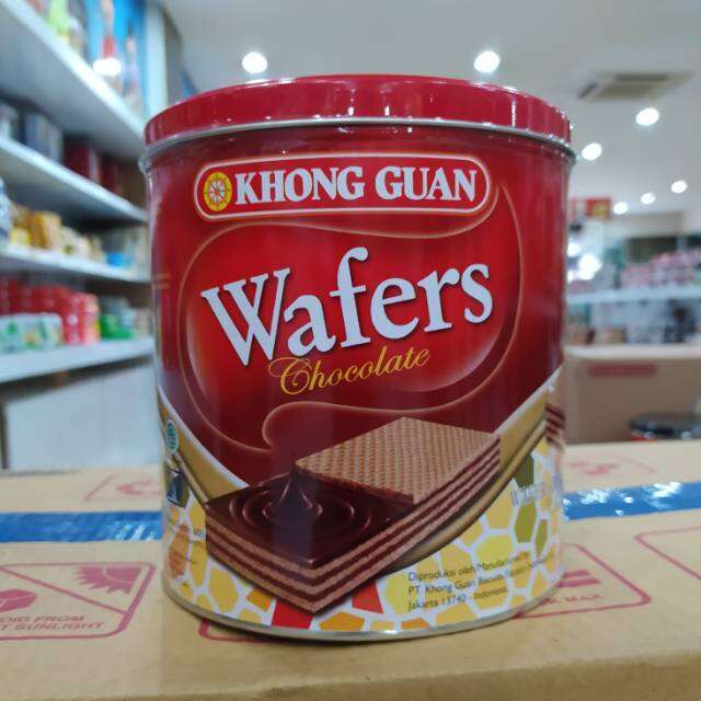 Khong Guan Wafer 600gr  Waffer Krim Coklat Kemasan Kaleng Snack Lebaran KhongGuan - 1 karton isi 6